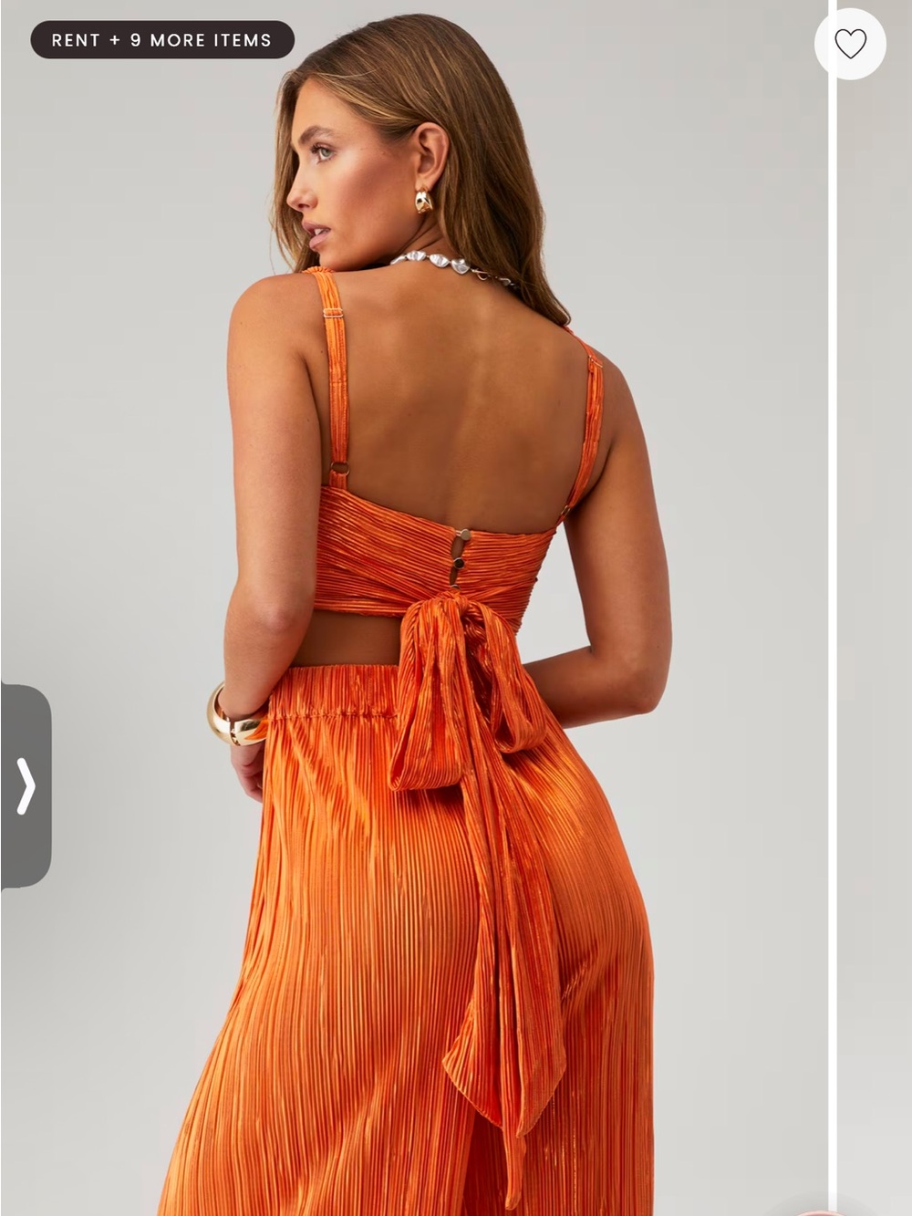 Sabina Musayev Orange Pleated Twist-Front Crop Top - Picture 3 of 3